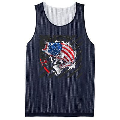 Largemouth Bass USA Flag Imprint Mesh Reversible Basketball Jersey Tank