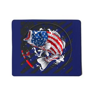 Largemouth Bass USA Flag Imprint Mousepad