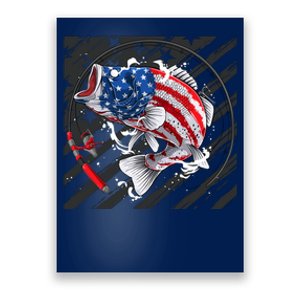 Largemouth Bass USA Flag Imprint Poster