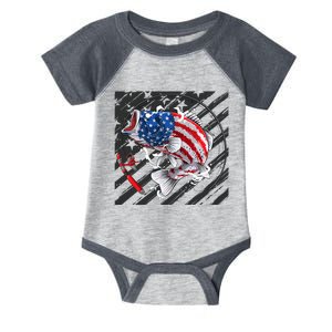 Largemouth Bass USA Flag Imprint Infant Baby Jersey Bodysuit