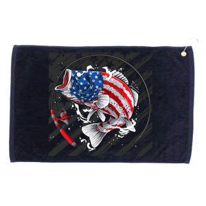 Largemouth Bass USA Flag Imprint Grommeted Golf Towel