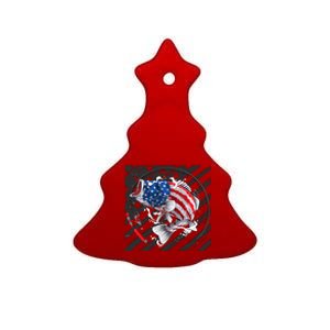 Largemouth Bass USA Flag Imprint Ceramic Tree Ornament