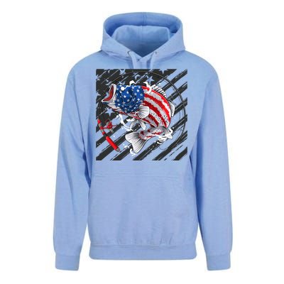 Largemouth Bass USA Flag Imprint Unisex Surf Hoodie