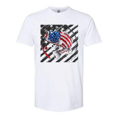 Largemouth Bass USA Flag Imprint Softstyle® CVC T-Shirt