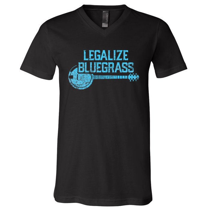 Legalize Bluegrass! Vintage Graphic Design Music Fan V-Neck T-Shirt