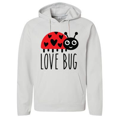 Love Bug Valentine's Day, Cute Ladybug With Hearts Gift Performance Fleece Hoodie