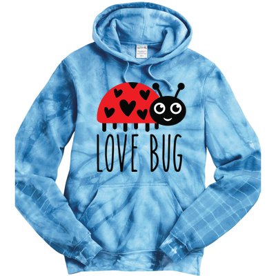 Love Bug Valentine's Day, Cute Ladybug With Hearts Gift Tie Dye Hoodie