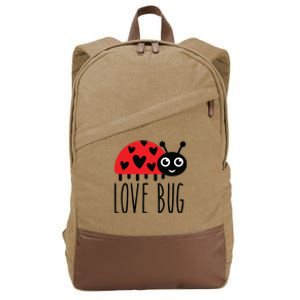 Love Bug Valentine's Day, Cute Ladybug With Hearts Gift Cotton Canvas Backpack