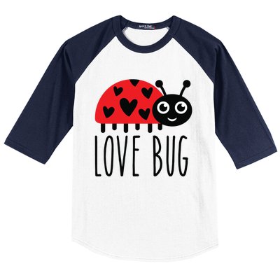 Love Bug Valentine's Day, Cute Ladybug With Hearts Gift Baseball Sleeve Shirt