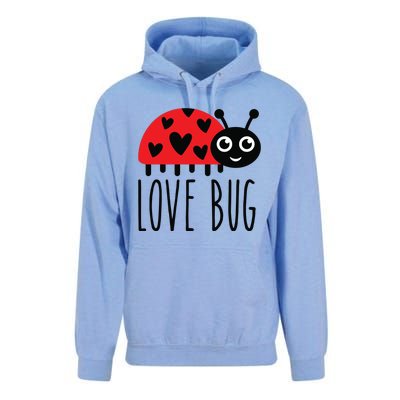 Love Bug Valentine's Day, Cute Ladybug With Hearts Gift Unisex Surf Hoodie