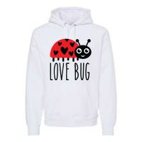 Love Bug Valentine's Day, Cute Ladybug With Hearts Gift Premium Hoodie