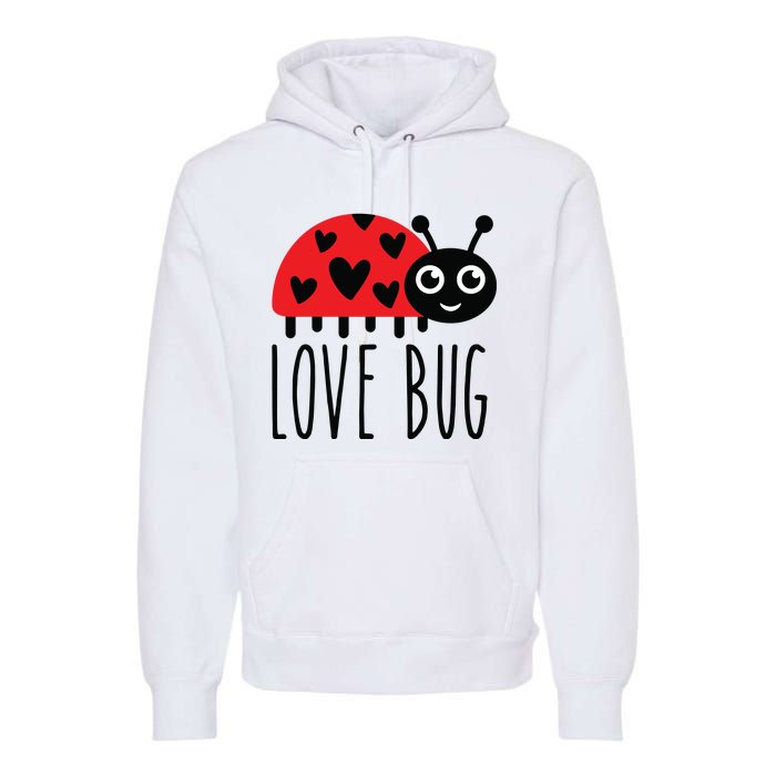 Love Bug Valentine's Day, Cute Ladybug With Hearts Gift Premium Hoodie