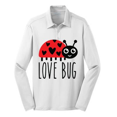 Love Bug Valentine's Day, Cute Ladybug With Hearts Gift Silk Touch Performance Long Sleeve Polo