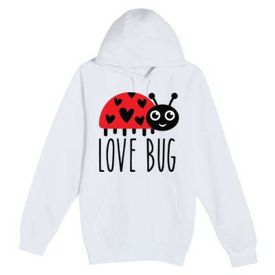 Love Bug Valentine's Day, Cute Ladybug With Hearts Gift Premium Pullover Hoodie