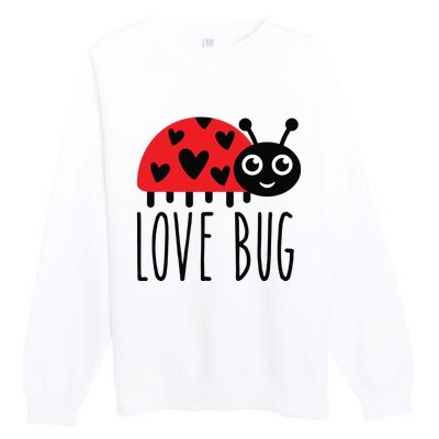 Love Bug Valentine's Day, Cute Ladybug With Hearts Gift Premium Crewneck Sweatshirt