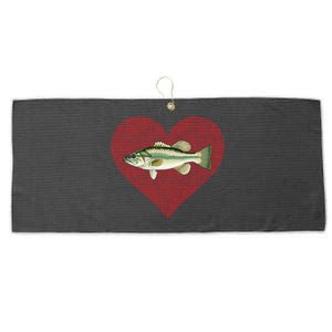 Largemouth Bass Valentines Day Fish Love Fingerprint Gift Large Microfiber Waffle Golf Towel