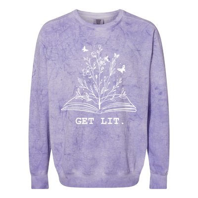 Library Book Wildflowers Lovers Literature Teacher Gift Colorblast Crewneck Sweatshirt