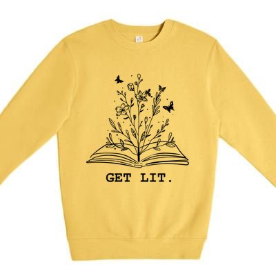 Library Book Wildflowers Lovers Literature Teacher Gift Premium Crewneck Sweatshirt