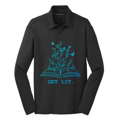 Library Book Wildflowers Lovers Literature Teacher Gift Silk Touch Performance Long Sleeve Polo