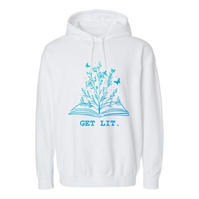 Library Book Wildflowers Lovers Literature Teacher Gift Garment-Dyed Fleece Hoodie