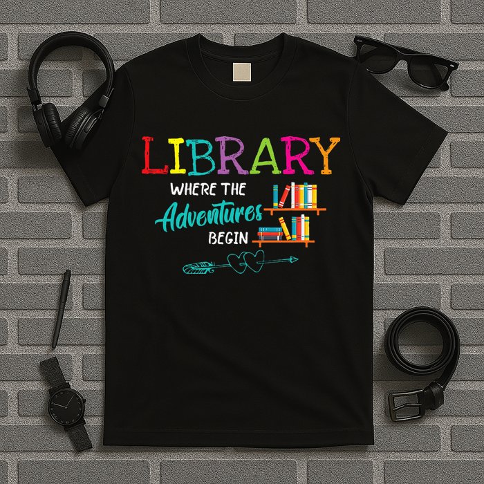 Library Books Where Adventure Begins Librarian Reader T-Shirt