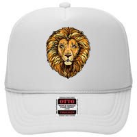 Lion Boy Women Lion High Crown Mesh Back Trucker Hat