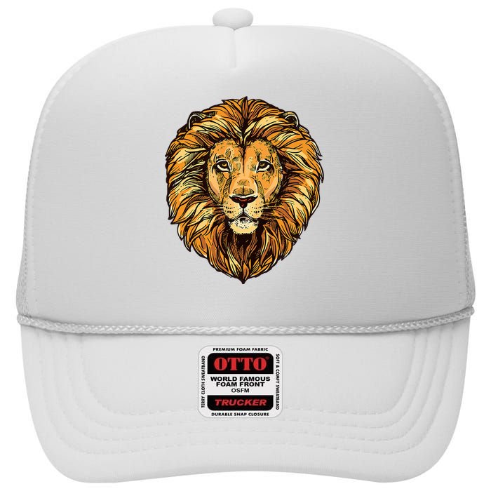 Lion Boy Women Lion High Crown Mesh Back Trucker Hat