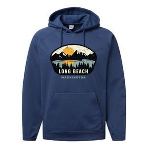 Long Beach Washington Wa Vacation Souvenir Gift Performance Fleece Hoodie