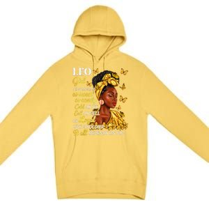 Leo Black Woman Afro Queen Astrology Zodiac Premium Pullover Hoodie