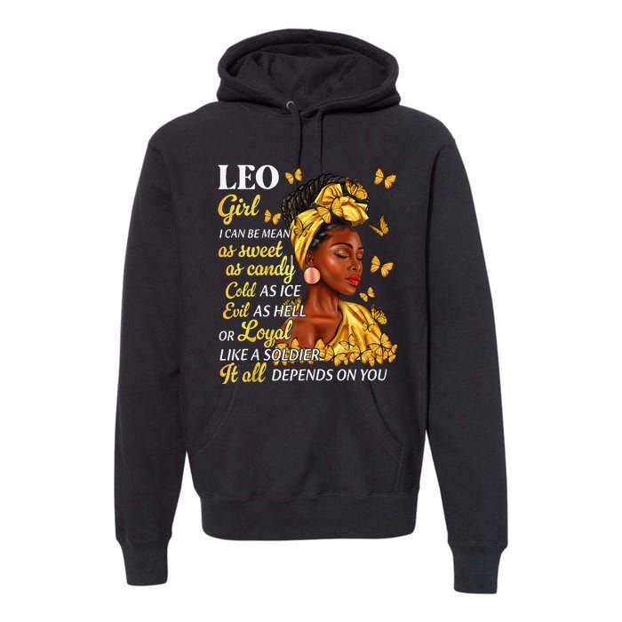 Leo Black Woman Afro Queen Astrology Zodiac Premium Hoodie