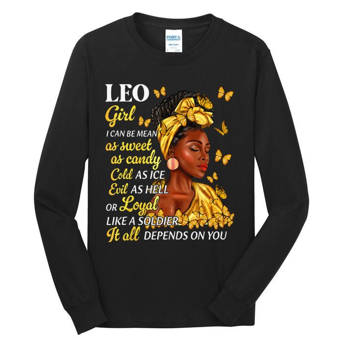 Leo Black Woman Afro Queen Astrology Zodiac Tall Long Sleeve T-Shirt