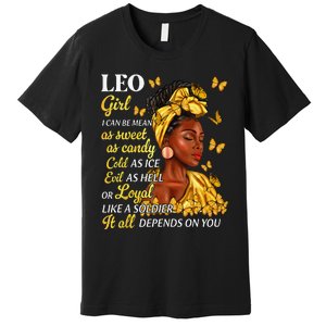 Leo Black Woman Afro Queen Astrology Zodiac Premium T-Shirt