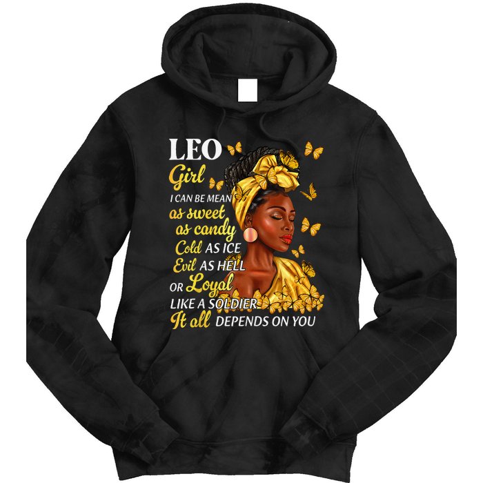 Leo Black Woman Afro Queen Astrology Zodiac Tie Dye Hoodie