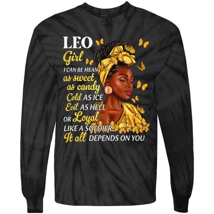 Leo Black Woman Afro Queen Astrology Zodiac Tie-Dye Long Sleeve Shirt