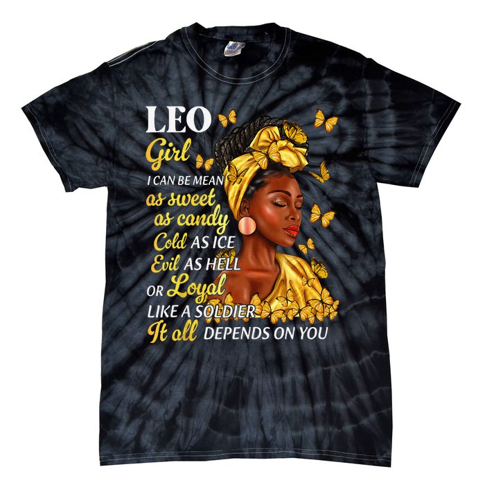 Leo Black Woman Afro Queen Astrology Zodiac Tie-Dye T-Shirt