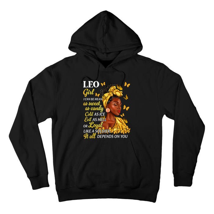 Leo Black Woman Afro Queen Astrology Zodiac Tall Hoodie