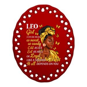 Leo Black Woman Afro Queen Astrology Zodiac Ceramic Oval Ornament