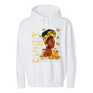 Leo Black Woman Afro Queen Astrology Zodiac Garment-Dyed Fleece Hoodie