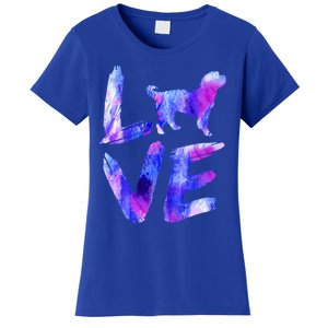 Love Bernedoodle Watercolor Blue Dog Mom Dad Cute Gift Women's T-Shirt