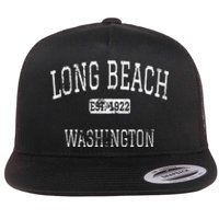 Long Beach Washington Wa Vintage Flat Bill Trucker Hat