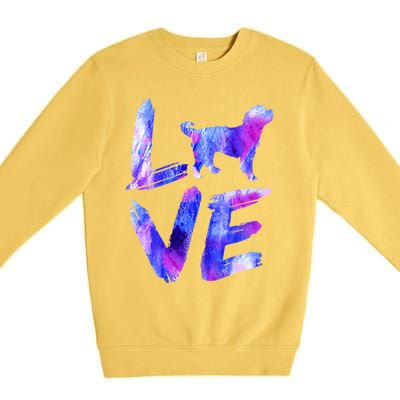 Love Bernedoodle Watercolor Blue Dog Mom Dad Gift Premium Crewneck Sweatshirt