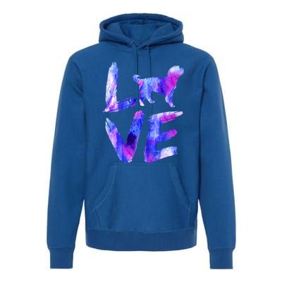 Love Bernedoodle Watercolor Blue Dog Mom Dad Gift Premium Hoodie