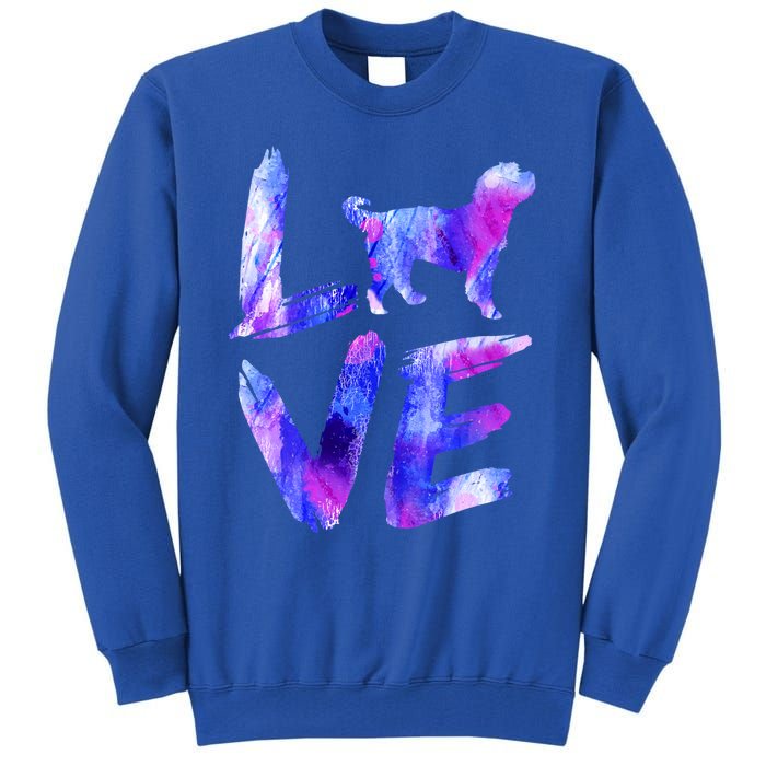 Love Bernedoodle Watercolor Blue Dog Mom Dad Gift Tall Sweatshirt