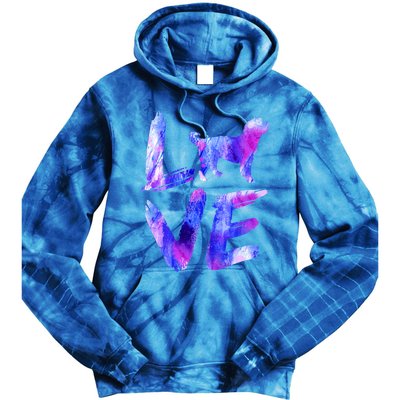 Love Bernedoodle Watercolor Blue Dog Mom Dad Gift Tie Dye Hoodie