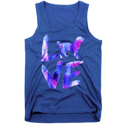 Love Bernedoodle Watercolor Blue Dog Mom Dad Gift Tank Top