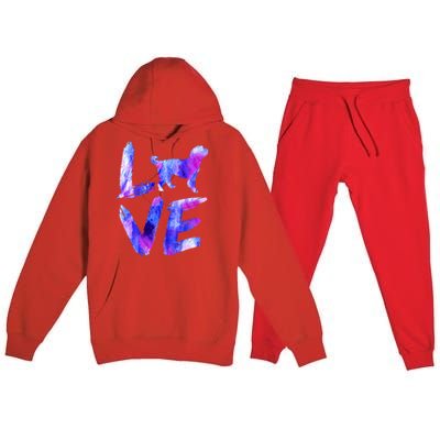 Love Bernedoodle Watercolor Blue Dog Mom Dad Gift Premium Hooded Sweatsuit Set