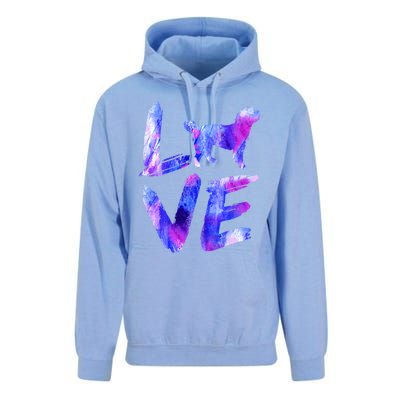 Love Bernedoodle Watercolor Blue Dog Mom Dad Gift Unisex Surf Hoodie