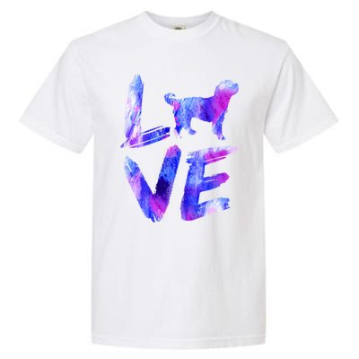 Love Bernedoodle Watercolor Blue Dog Mom Dad Gift Garment-Dyed Heavyweight T-Shirt