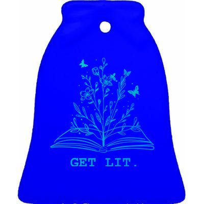 Library Book Wildflowers Lovers Literature Teacher Gift Ceramic Bell Ornament