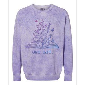 Library Book Wildflowers Lovers Literature Teacher Gift Colorblast Crewneck Sweatshirt